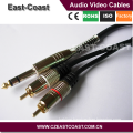 12ft Gold plated Metal shell 6.35mm stereo to 2rca audio cable